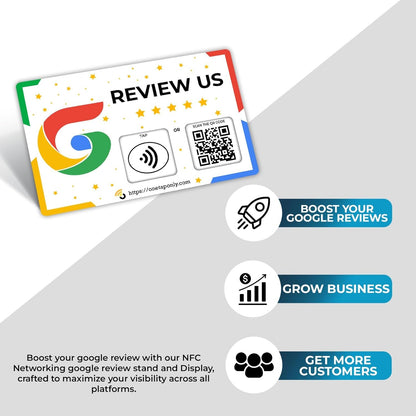 One Tap Only Google Review NFC Card with QR Code - Tap to get 5-star Google reviews - Close-up detail