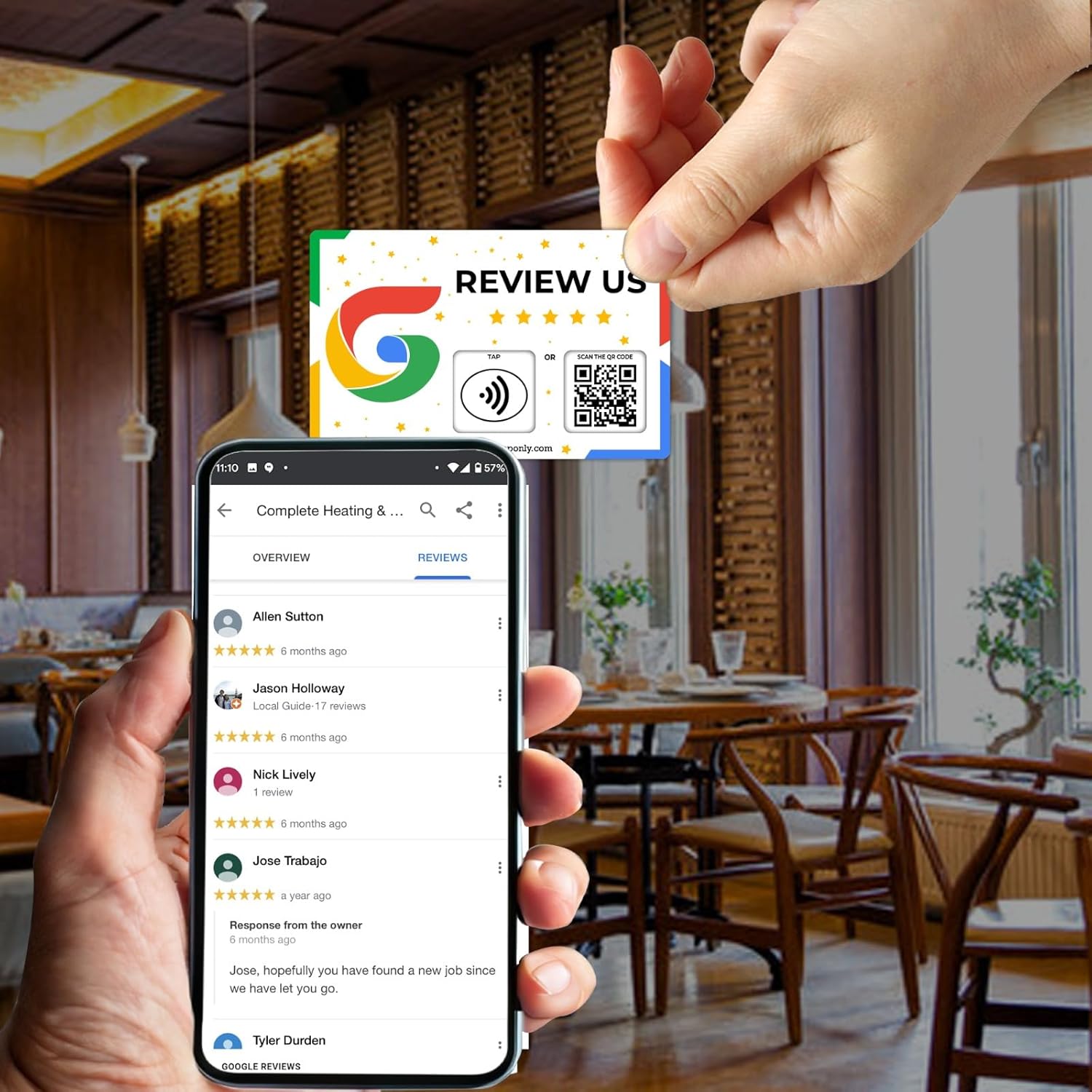 One Tap Only Google Review NFC Card with QR Code - Tap to get 5-star Google reviews - Product image 6