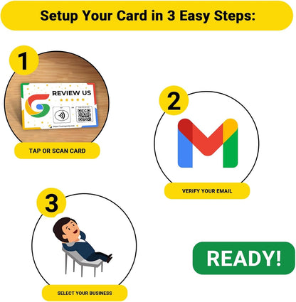 One Tap Only Google Review NFC Card with QR Code - Tap to get 5-star Google reviews - In use at business counter