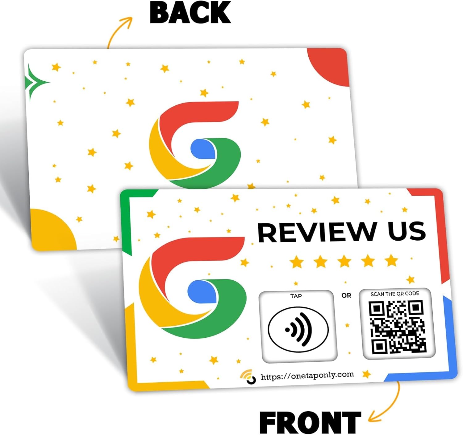 One Tap Only Google Review NFC Card with QR Code - Tap to get 5-star Google reviews - Product back view