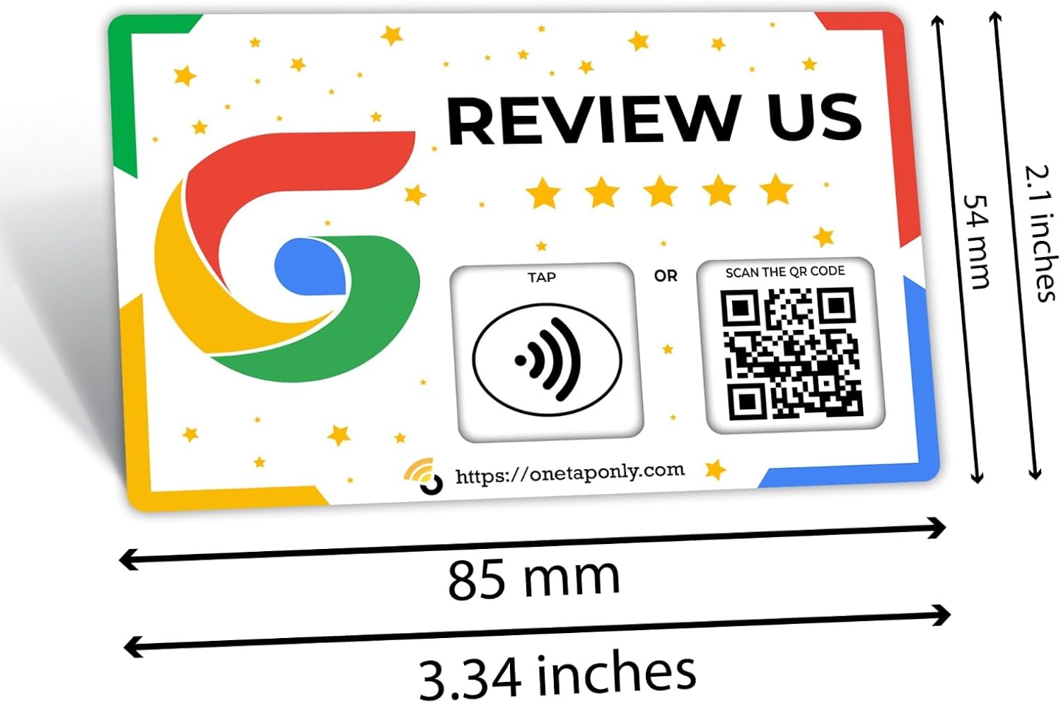 One Tap Only Google Review NFC Card with QR Code - Tap to get 5-star Google reviews - Product front view