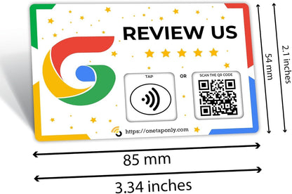 One Tap Only Google Review NFC Card with QR Code - Tap to get 5-star Google reviews - Product front view
