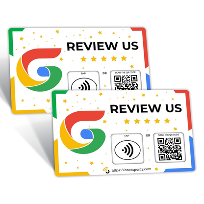 One Tap Only Google Review NFC Card with QR Code - Tap to get 5-star Google reviews